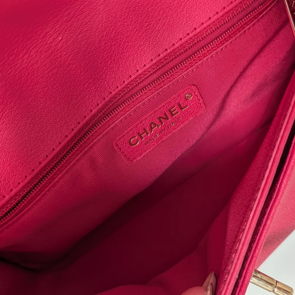 Chanel Coco Curve Flap Quilted Goatskin In Fucsia Pink